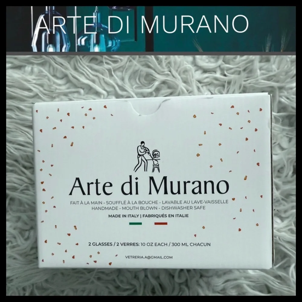 NEW⭐️Arte Di Murano Alessandro Coppola Handmade Italian Teal Drinking Glasses
